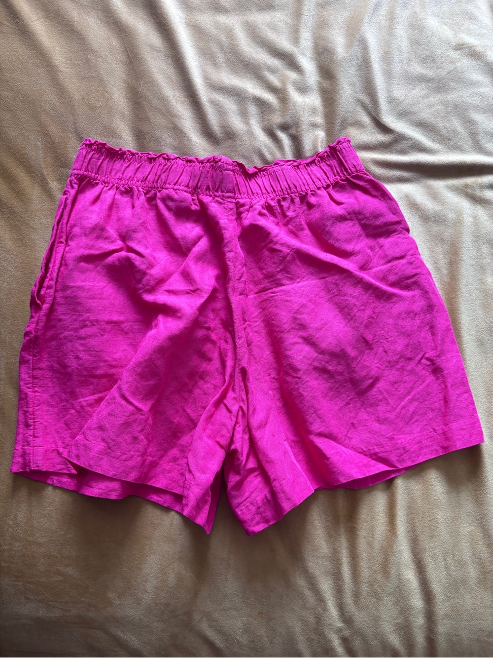 H&M Bright Fuchsia Elastic-Waist Shorts